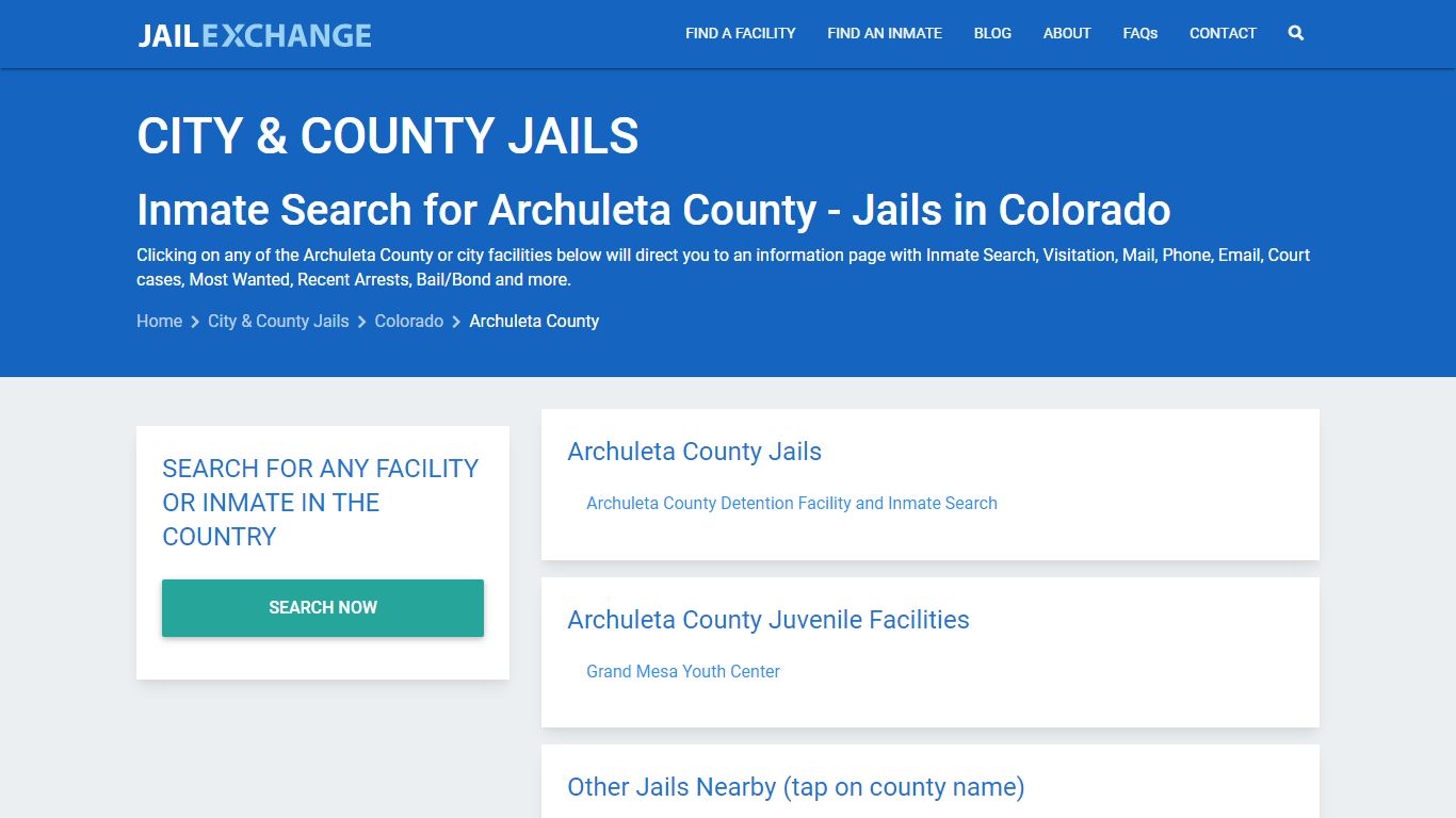 Inmate Search for Archuleta County | Jails in Colorado - Jail Exchange